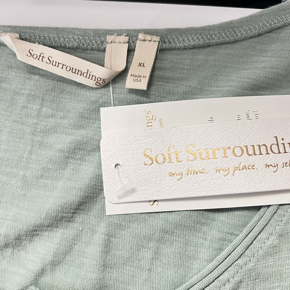 Soft Surroundings Women’s Henley Top Long-Sleeve T-Shirt XL Green Lightweight - Picture 9 of 10